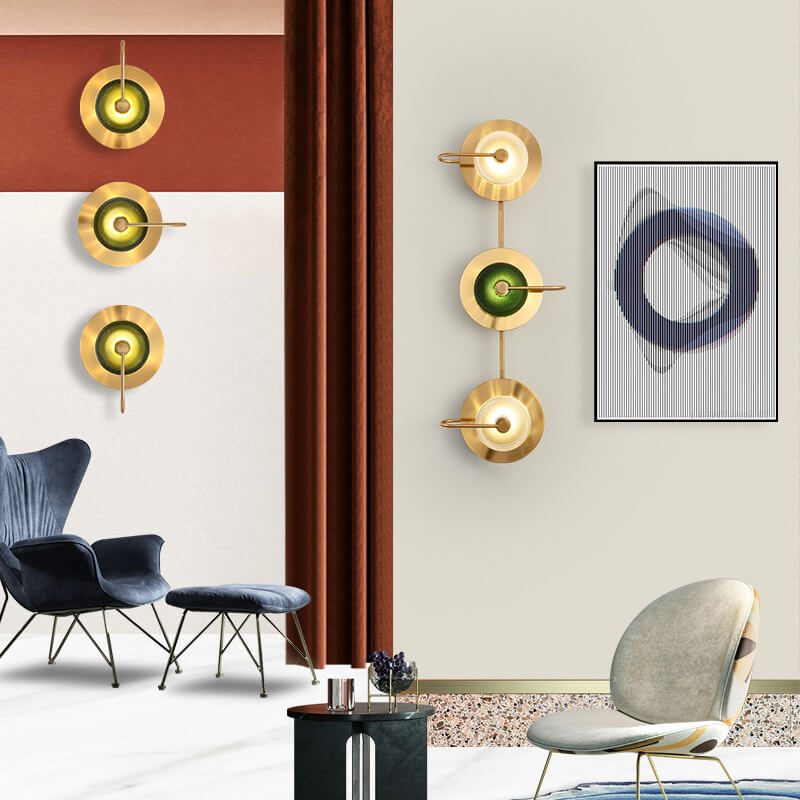 Applique murale LED ronde en verre de fer de luxe moderne pour chambre à coucher 