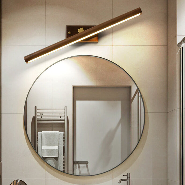 Nordic Minimalist Beechwood Copper Cylinder LED Bathroom Vanity Mirror Front Wall Sconce Lamp For Living Room &amp; Bathroom