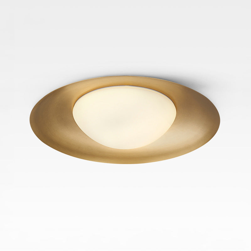 Plafonnier LED en verre rond minimaliste moderne en cuivre pour salon 