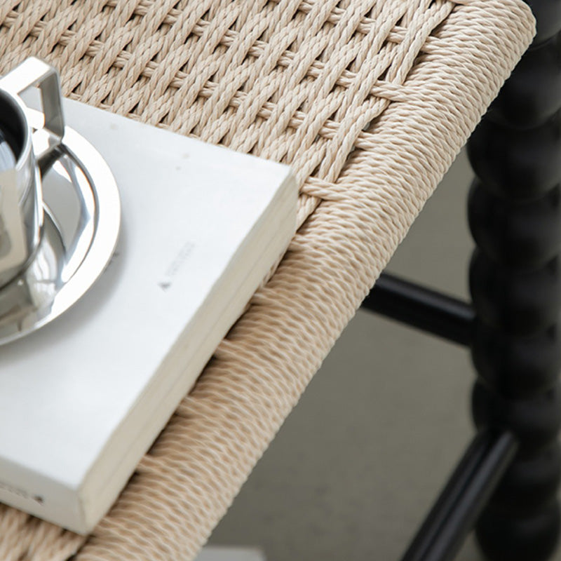 Tabouret rectangulaire traditionnel chinois en osier avec pieds en bois pour le salon 