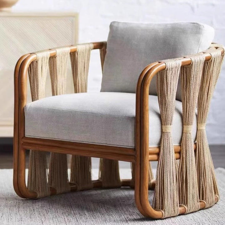Contemporary Scandinavian Square Aluminum Alloy Woven Rope Fabric Chair Backrest Armrest For Living Room