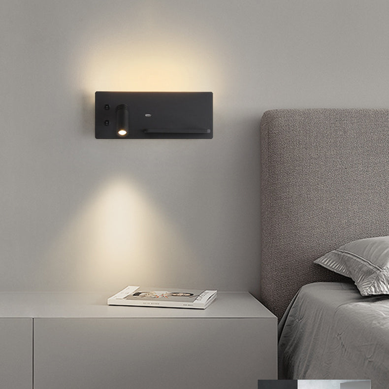 مصباح حائط عصري صناعي مستطيل LED قابل للشحن عبر USB قابل للدوران لغرفة النوم 