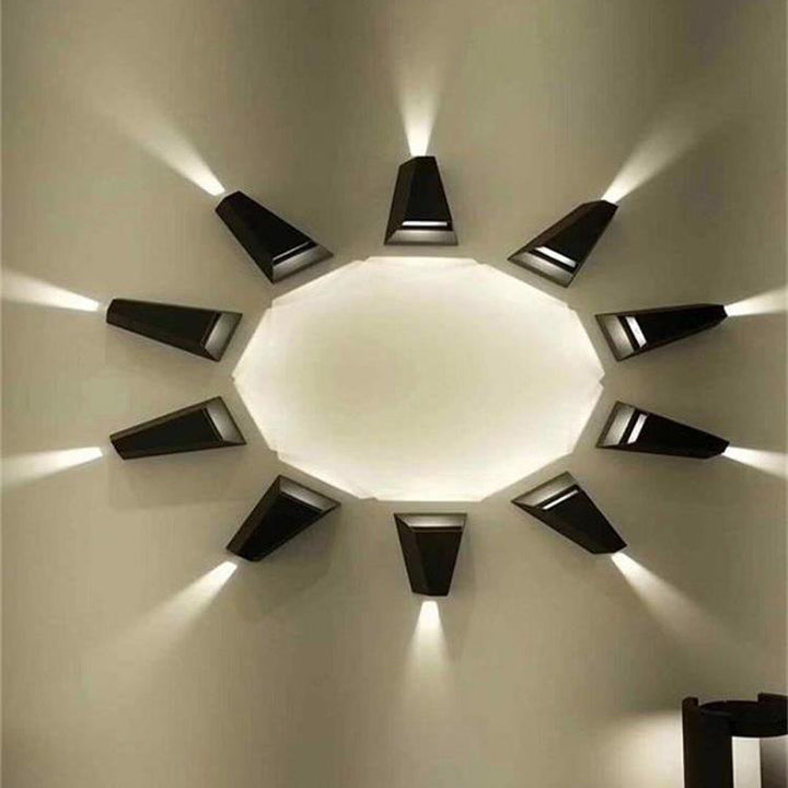 Moderne minimalistische trapezförmige Aluminium Silikon PVC Linse LED Outdoor Wandleuchte Lampe für Garten 