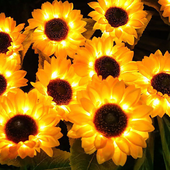 Lumière de jardin extérieure pour pelouse avec prise de terre à LED en acier inoxydable ABS sérigraphie tournesol créative contemporaine 