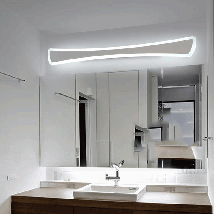 Zeitgenössische skandinavische lange Kurve Rechteck Hardware Acryl LED Eitelkeit Licht Spiegel Front Wandleuchte Lampe für Badezimmer 