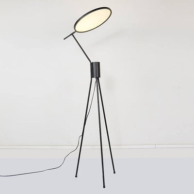 Modern Minimalist Fabric Round Shade Iron Tripod LED Standing Floor Lamp For Living Room