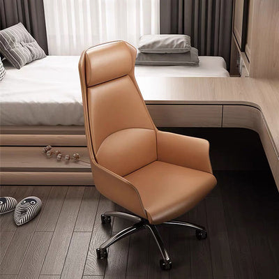 Moderner minimalistischer rechteckiger Hochlehner aus Leder mit Kohlenstoffstahl für das Home Office 