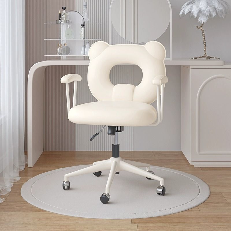 Zeitgenössischer nordischer Leder-Stahl-Eisen-Schwamm-Bär-Quadrat-Schreibtischstuhl mit Rückenlehne und Armlehne, verstellbar für Heimbüro 