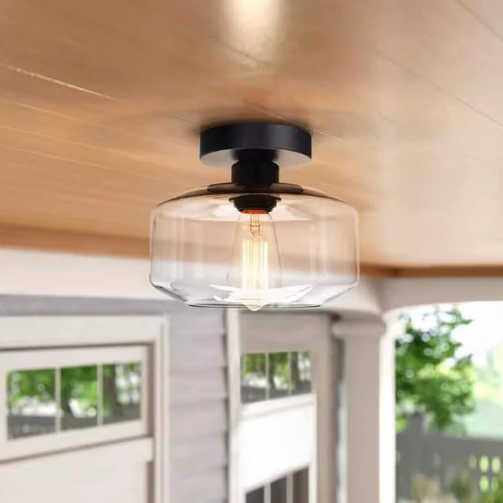 Luz de techo semiempotrada de 1 luz de vidrio de simplicidad moderna para dormitorio 