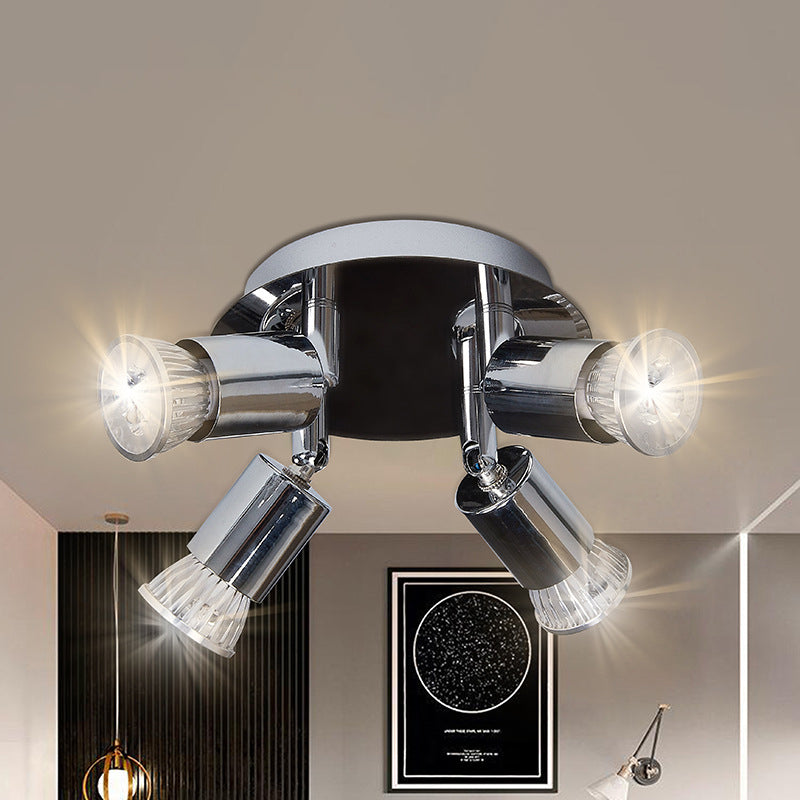 Luminaire de plafond semi-encastré à 4 lumières en métal acrylique rond minimaliste moderne pour salon 