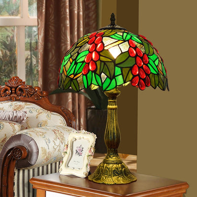 Traditionelle Tiffany Dome Flower Aluminium Glas 1-Licht Tischlampe für Schlafzimmer 