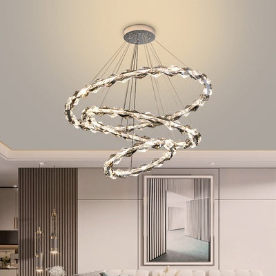 Moderner minimalistischer runder LED-Kronleuchter aus Kristalleisen für Wohnzimmer 