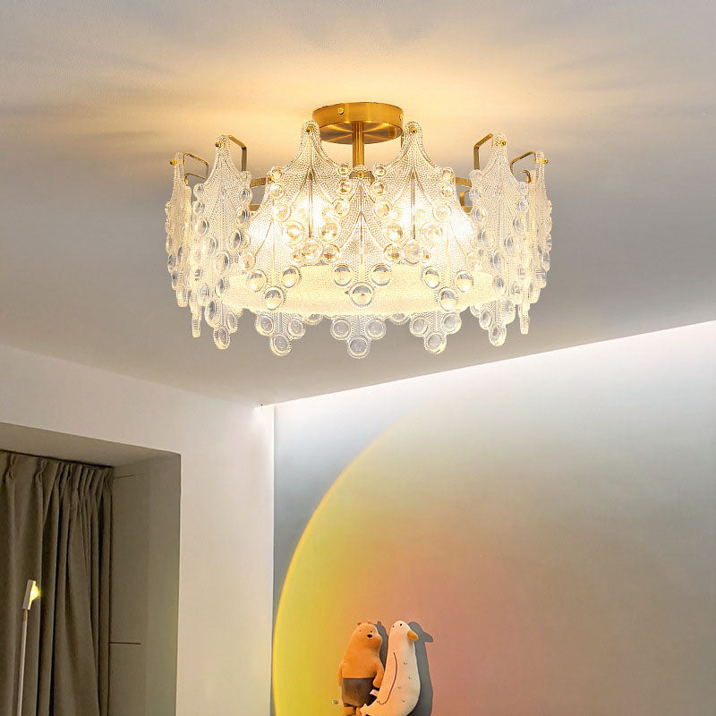 Modern Light Luxury Creative Crystal Cylinder 6-Light Semi-Flush Mount Ceiling Light