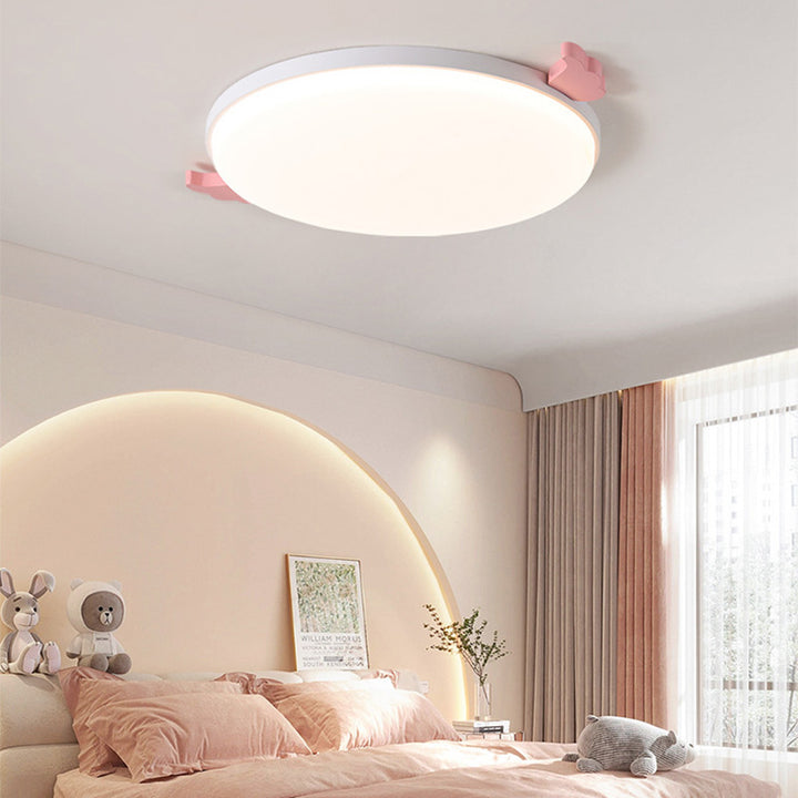 Lámpara de techo de montaje empotrado LED de acrílico, madera de roble e hierro, redonda, pequeña, con alas creativas contemporáneas, para sala de estar 