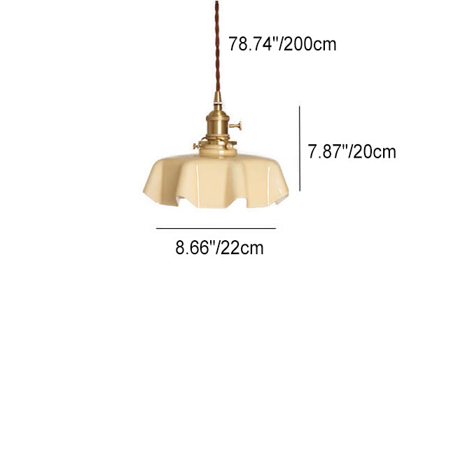 Lámpara colgante de 1 luz con forma de flor de vidrio tradicional francesa para sala de estar 
