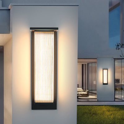 Modern Minimalist Solar Waterproof Rectangular Stainless Steel Acrylic LED Outdoor Wall Sconce Lamp For Outdoor Patio