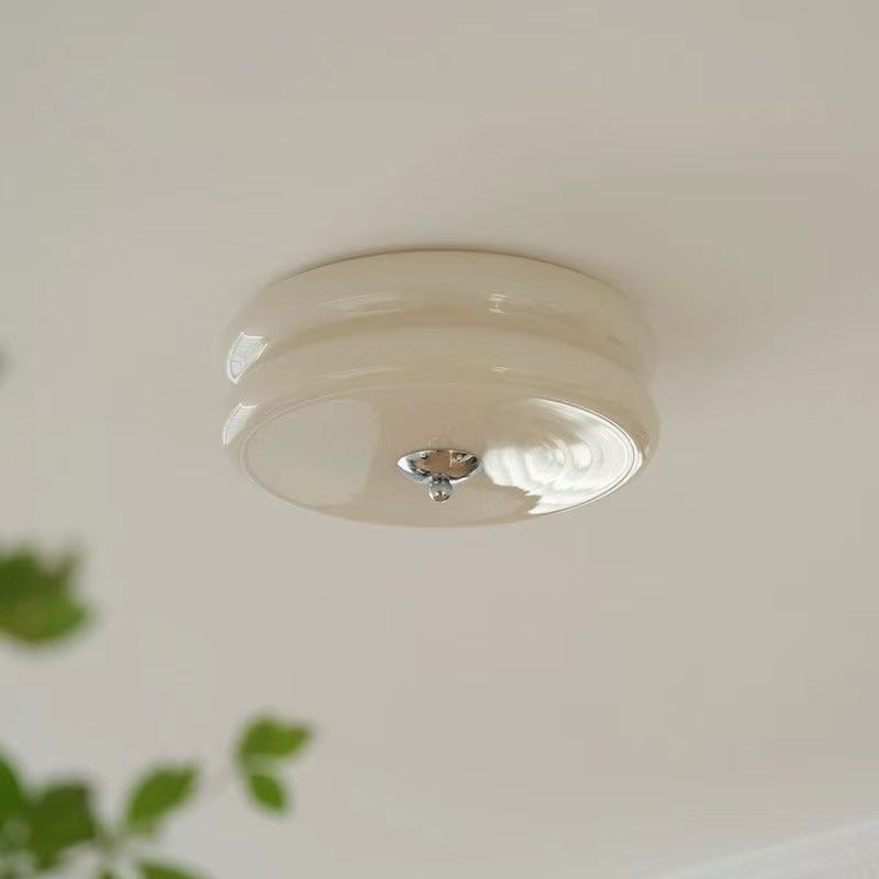 Modern Minimalist Round Iron Glass LED Flush Mount Ceiling Light For Living Room