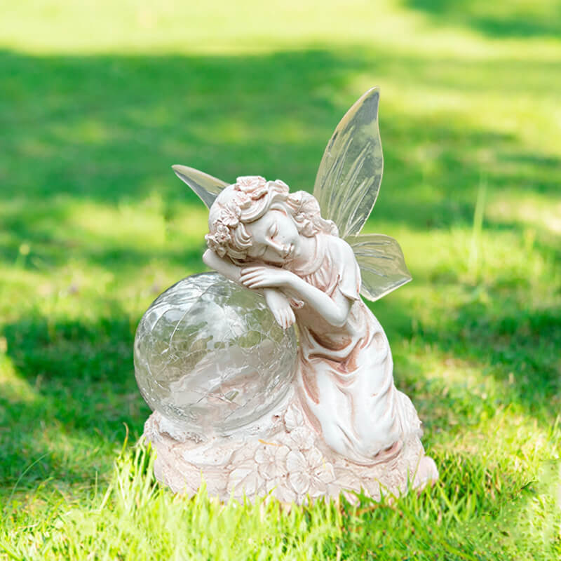 Zeitgenössische kreative Solar Flower Fairy Harz Outdoor wasserdicht Rasen Landschaft Licht für Garten 