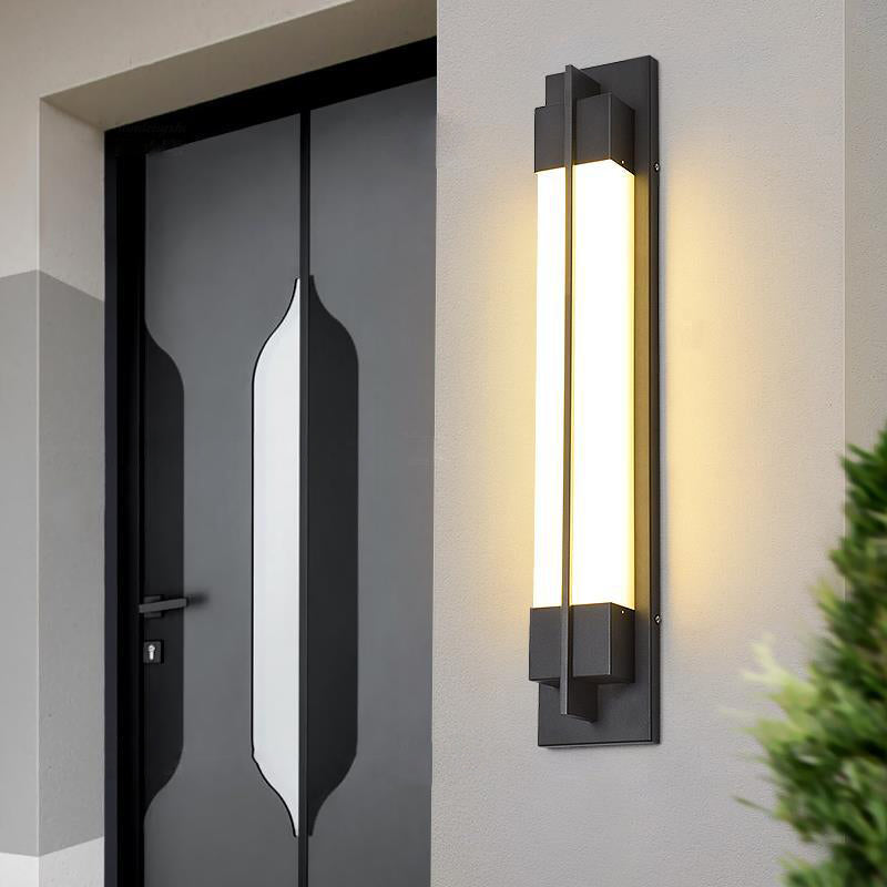 مصباح حائط LED مقاوم للماء بشكل مستطيل من الأكريليك بتصميم تقليدي يشبه الرخام الصيني للاستخدام في الفناء الخارجي 