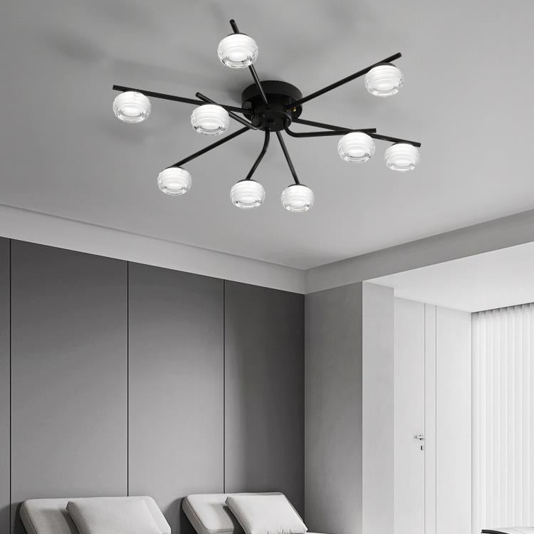 Plafonnier LED semi-encastré moderne minimaliste en acrylique et cuivre rond avec branche pour salon 