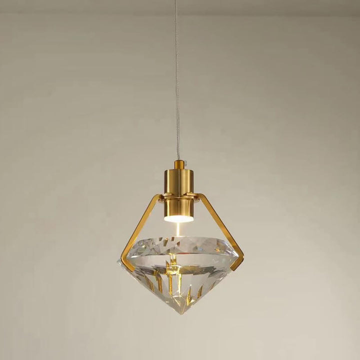 Moderne minimalistische Diamant Eisen Kristall 1-Licht Pendelleuchte für das Schlafzimmer 