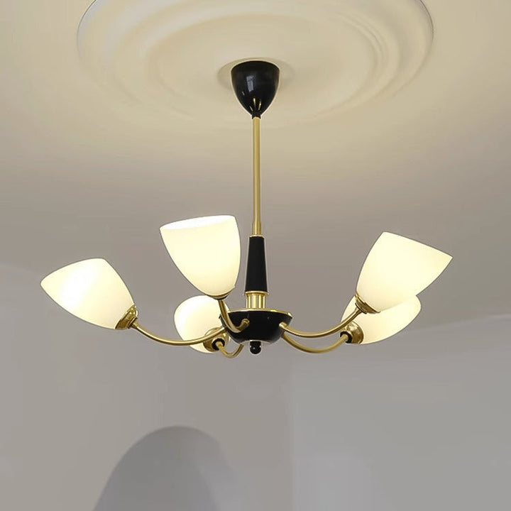 Zeitgenössische Vintage Creme Zweig Blume Messing Glas 3/5/8 Licht Kronleuchter Für Wohnzimmer 