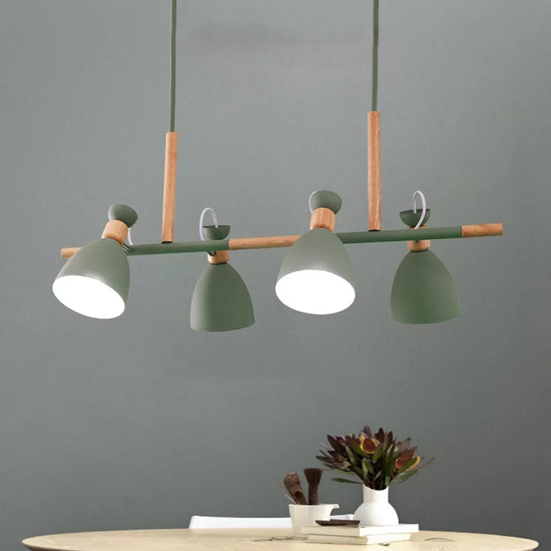 Moderne minimalistische Kuppel Eisen Metall 4-Licht Insel Licht Kronleuchter für Esszimmer 