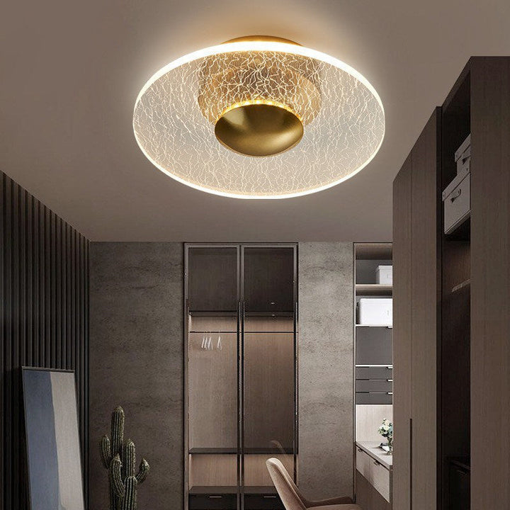 Lustre semi-encastré LED en acrylique à motif géométrique circulaire vertical de luxe contemporain pour salon 