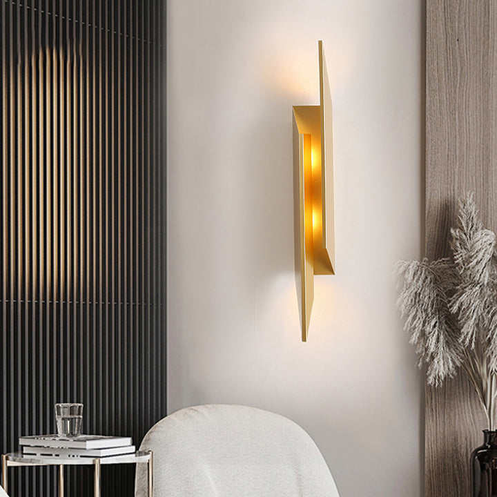 Applique Murale Moderne Minimaliste Rectangulaire Triangle en Fer à 2 Lumières Pour Chambre 
