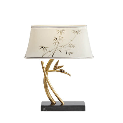 Modern Chinese Fabric Bamboo Leaf Decoration 1- Light Table Lamp