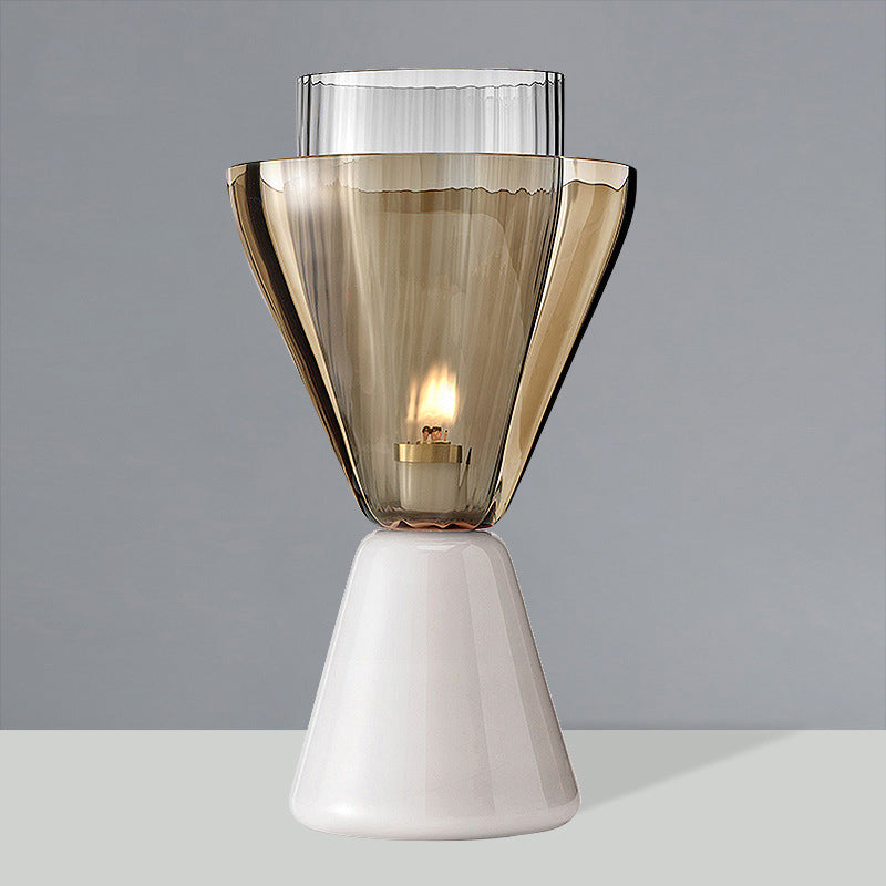 Lampe de table contemporaine scandinave en verre marbre à entonnoir conique 1 lumière pour chambre 
