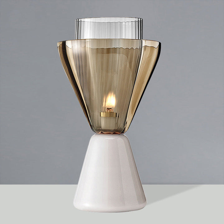 Lampe de table contemporaine scandinave en verre marbre à entonnoir conique 1 lumière pour chambre 