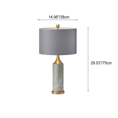 Contemporary Nordic Marble Cylinder 1-Light Table Lamp For Bedroom