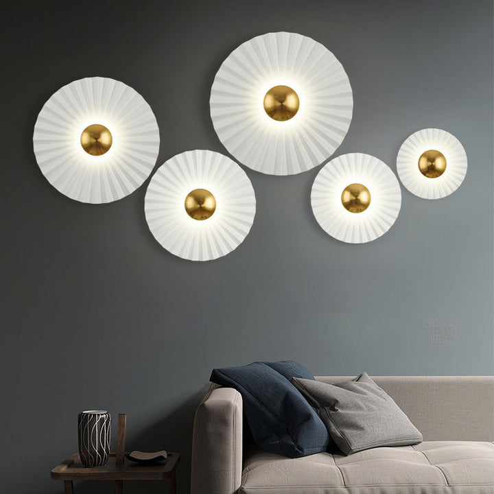 Applique murale LED contemporaine créative ronde à bord festonné pour salon 