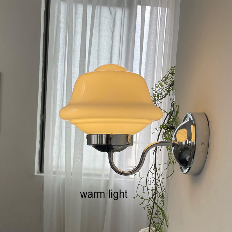 Zeitgenössische Retro Runde Wolken Eisen Glas 1-Licht Wandleuchte Lampe für Schlafzimmer 