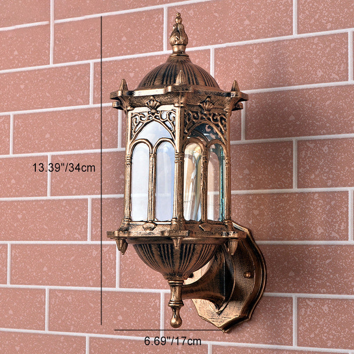 Lámpara Aplique de Pared de 1 Luz de Vidrio de Aluminio Cilíndrico Impermeable Tradicional Europea para Jardín 