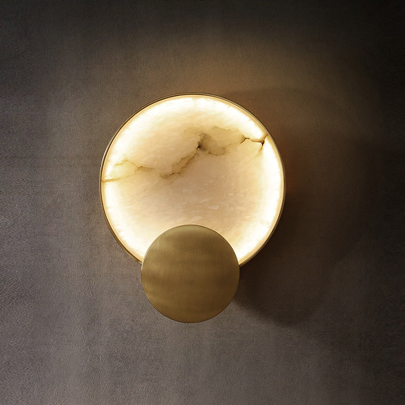 Applique murale LED ronde en marbre métal nordique contemporain pour chevet 