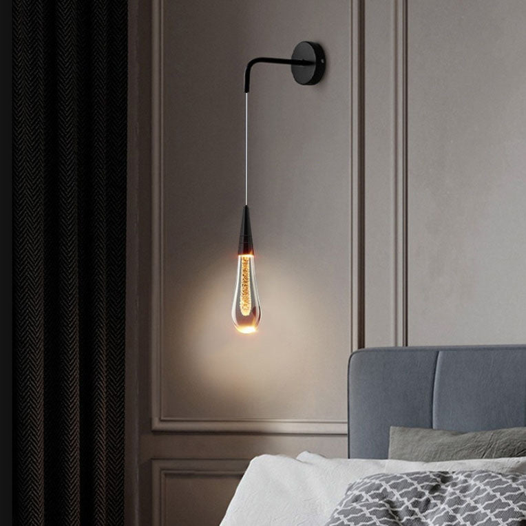 مصباح حائط LED زجاجي بشكل دمعة فاخر حديث لغرفة النوم 