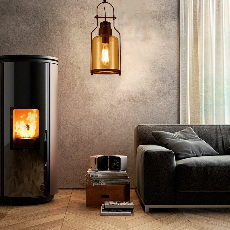 Moderne industrielle Pendelleuchte mit 1 Flamme aus Glas und Eisen im Vogelkäfig-Design für Wohnzimmer &amp; Schlafzimmer 