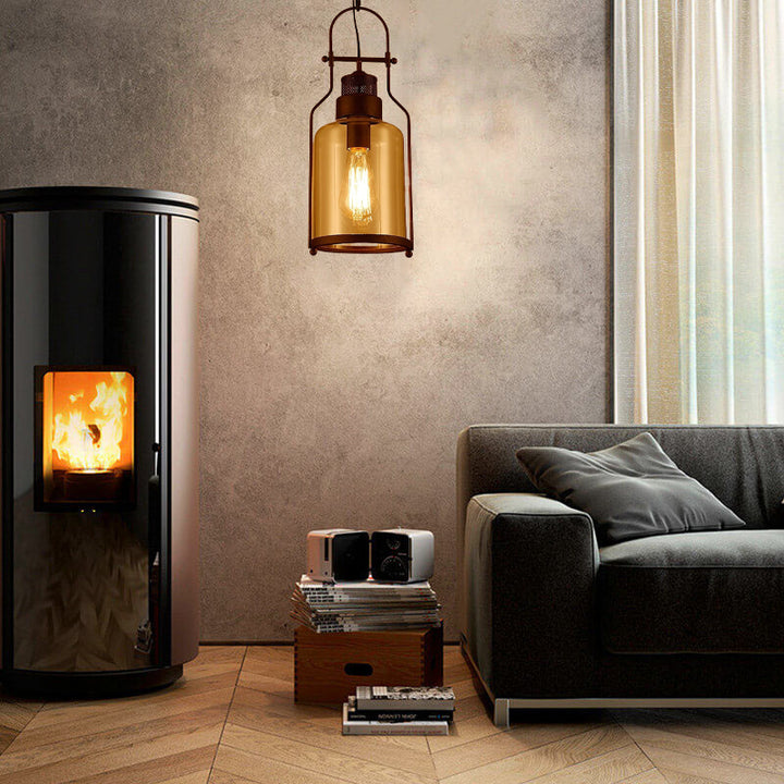 Moderne industrielle Pendelleuchte mit 1 Flamme aus Glas und Eisen im Vogelkäfig-Design für Wohnzimmer &amp; Schlafzimmer 