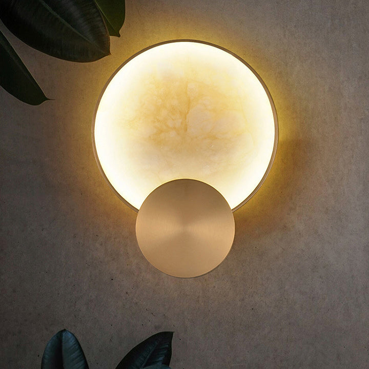 Applique murale LED ronde en marbre métal nordique contemporain pour chevet 