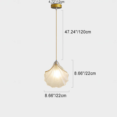 Moderne Art Deco Shell Eisen Glas 1-Licht Pendelleuchte für Schlafzimmer 