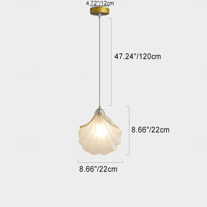 Moderne Art Deco Shell Eisen Glas 1-Licht Pendelleuchte für Schlafzimmer 