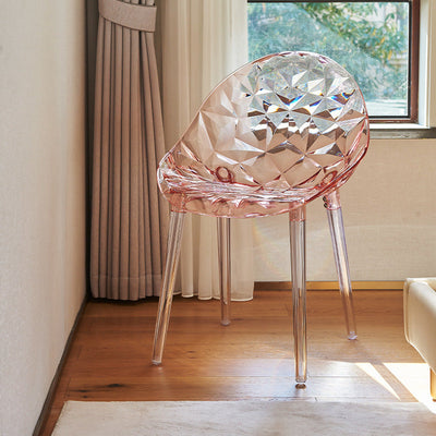 Moderner minimalistischer quadratischer Acrylstuhl mit vier Beinen und Rückenlehne für das Wohnzimmer 