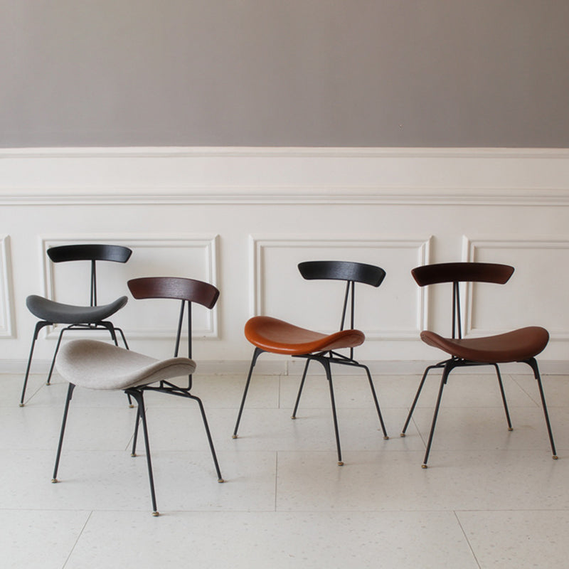 Chaise de salle à manger contemporaine en fourmi industrielle, bois, armature en cuir, tissu, éponge avec dossier pour salle à manger 
