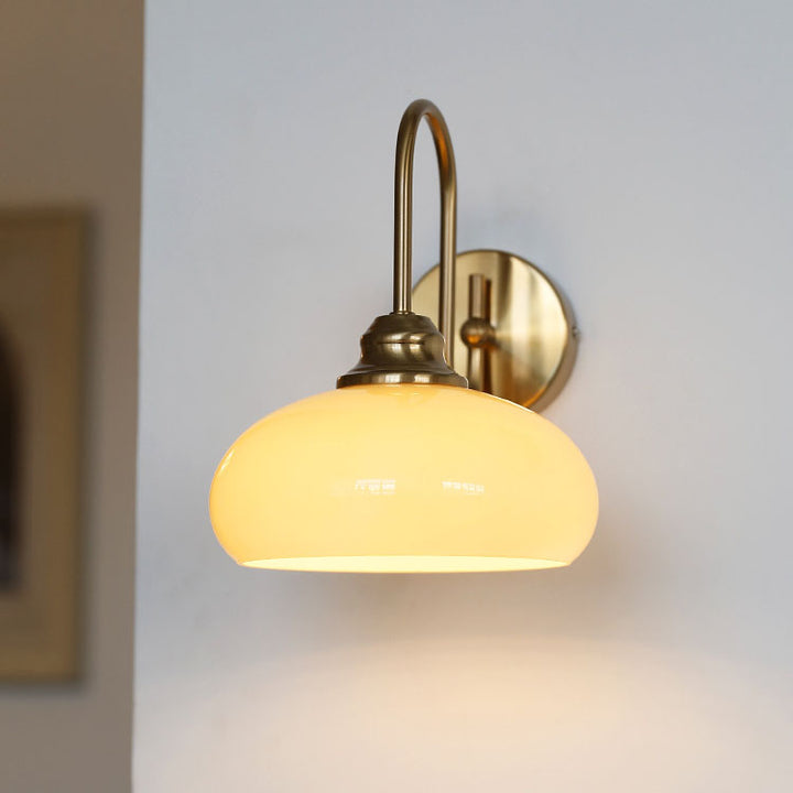 Contemporary Nordic Round Dome Iron Glass 1-Light Wall Sconce Lamp For Bedroom