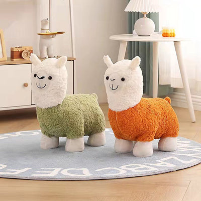 Pouf repose-pieds en velours avec dossier design alpaga créatif contemporain pour salon 