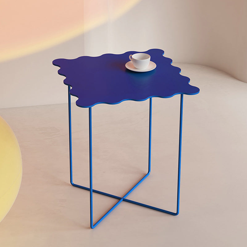 Mesa de Café de Metal de Hierro con Ola Cuadrada Redonda Rectangular Creativa Contemporánea para Sala de Estar 