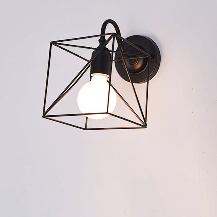 Zeitgenössische rustikale Eisen quadratischen Rahmen 1-Licht Wandleuchte Lampe für Wohnzimmer 