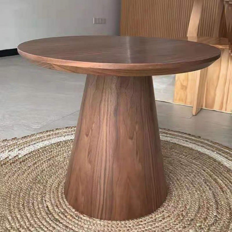 Mesa de café de madera con base de columna cónica redonda nórdica contemporánea para sala de estar 